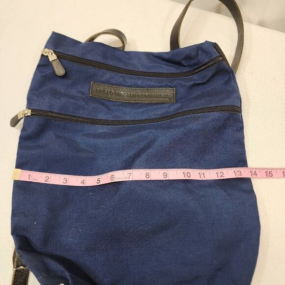 Museo Thyssen-Bornemisza Navy Nylon 2 Pocket Leather Strap Backpack